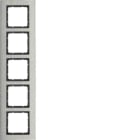 HAGER BOCCHIOTTI - Cornice quintupla vert. Serie B.7 acciaio inox/antrac.opaco, metallo spazzolato 10153606