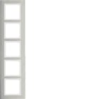 HAGER BOCCHIOTTI - Cornice quintupla vert. Serie B.7 acciaio inox/bianco pol. opac, metallo spazz. 10153609