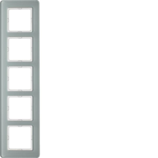 HAGER BOCCHIOTTI - Cornice quintupla Berker Q.7 vetro bianco polare