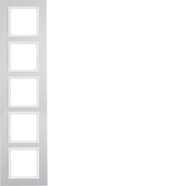 HAGER BOCCHIOTTI - Cornice quintupla Berker B.7 alu/bianco polare opaco, alluminio anodizzato