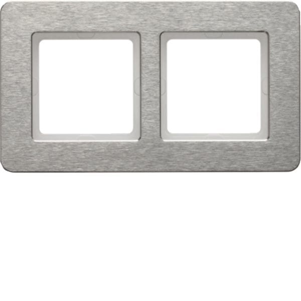 HAGER BOCCHIOTTI - Cornice doppia orizz. Serie Q.7 acciao inossidabile, metallo spazzolato