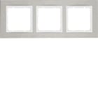 HAGER BOCCHIOTTI - Cornice tripla orizz. Serie B.7 acciaio inox/bianco polare opaco, metallo spazz. 10233609