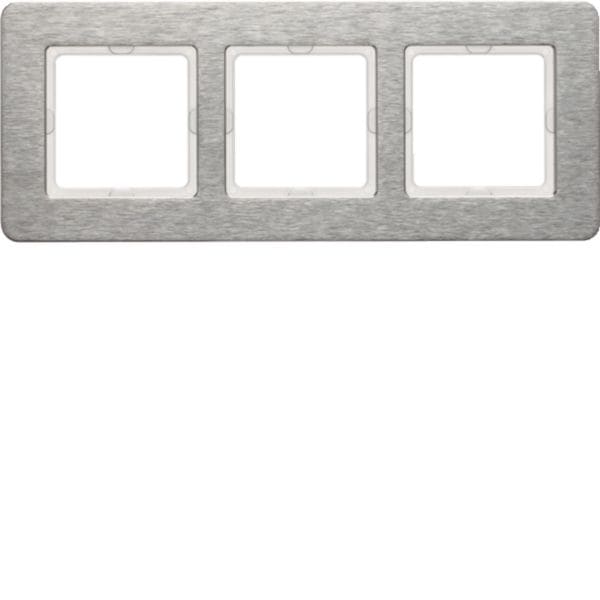 HAGER BOCCHIOTTI - Cornice tripla orizz. Serie Q.7 acciao inossidabile, metallo spazzolato