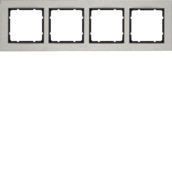 HAGER BOCCHIOTTI - Cornice quadrupla orizz. Serie B.7 acciaio inox/antrac.opaco, metallo spazzolato