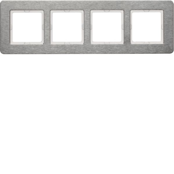 HAGER BOCCHIOTTI - Cornice quadrupla orizz. Serie Q.7 acciao inossidabile, metallo spazzolato 10246083