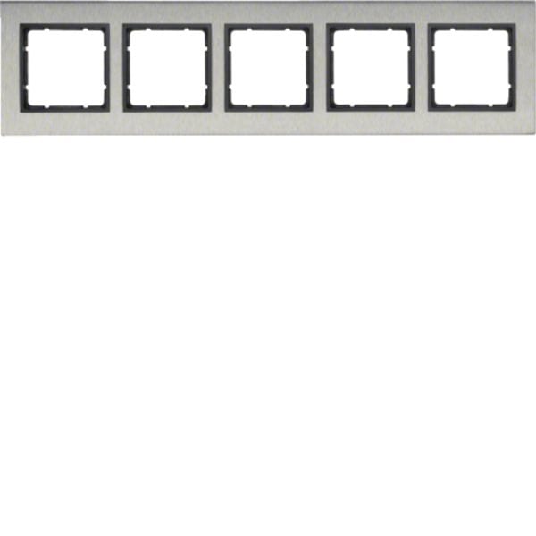 HAGER BOCCHIOTTI - Cornice quintupla orizz. Serie B.7 acciaio inox/antrac.opaco, metallo spazzolato 10253606