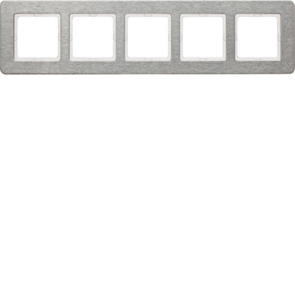 HAGER BOCCHIOTTI - Cornice quintupla orizz. Serie Q.7 acciao inossidabile, metallo spazzolato 10256083