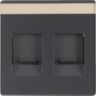 HAGER BOCCHIOTTI - Pezzo c.le con 2 otturatori antipolvere Serie Q.1/Q.3 antrac.vellut, vern. 11816086