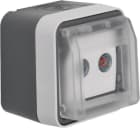 HAGER BOCCHIOTTI - Presa TV doppia passante + coperch a parete Serie W.1 grigio/grigio chiaro opac