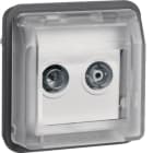 HAGER BOCCHIOTTI - Inserto presa TV doppia + coperch par./inc. terminale Serie W.1 grigio opac