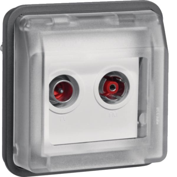 HAGER BOCCHIOTTI - Inserto presa TV doppia + coperch par./inc. passante Serie W.1 grigio opac