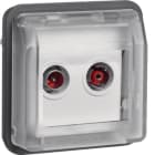 HAGER BOCCHIOTTI - Inserto presa TV doppia + coperch par./inc. passante Serie W.1 grigio opac