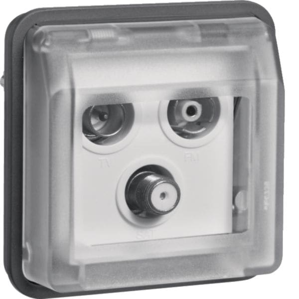 HAGER BOCCHIOTTI - Inserto presa TV tripla + coperch par./inc. terminale Serie W.1 grigio opac