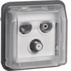 HAGER BOCCHIOTTI - Inserto presa TV tripla + coperch par./inc. terminale Serie W.1 grigio opac