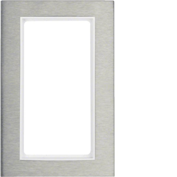HAGER BOCCHIOTTI - Cornice con finestra grande Serie B.7 acciaio inox/bianco pol. opac met. spazz.