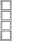 HAGER BOCCHIOTTI - Cornice quadrupla x montaggio verticale Berker K.5 acciaio inox, metallo opaco