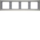 HAGER BOCCHIOTTI - Cornice quadrupla x montaggio orizzontale Berker K.5 acciaio inox, metallo opaco 13837004