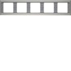 HAGER BOCCHIOTTI - Cornice quintupla x montaggio orizzontale Berker K.5 acciaio inox, metallo opaco 13937004