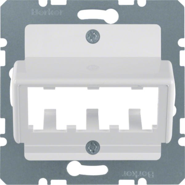HAGER BOCCHIOTTI - Mascherina centrale per 3 moduli MINI-COM bianco polare lucido 142709