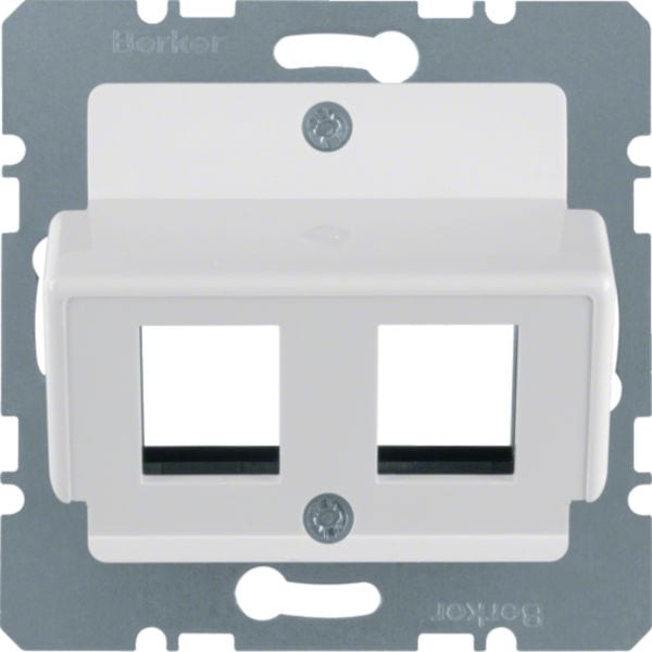 HAGER BOCCHIOTTI - Mascherina centrale doppia per Jack AMP bianco polare lucido 146309