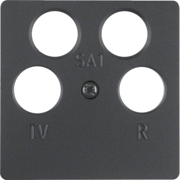 HAGER BOCCHIOTTI - Mascherina centrale per presa TV quadrupla ANKARO antracite opaco 14841606