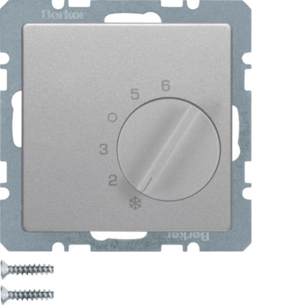 HAGER BOCCHIOTTI - Termostato, cont. di commutazione, + pezzo c.le Serie Q.1/Q.3 alu vellut, vern.