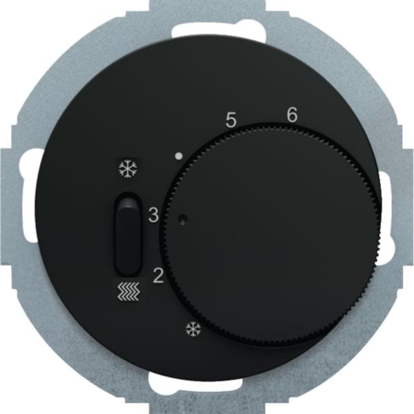 HAGER BOCCHIOTTI - Termostato, deviat., + pezzo c.le + comm. Estate/Inverno R.Classic nero 20292035