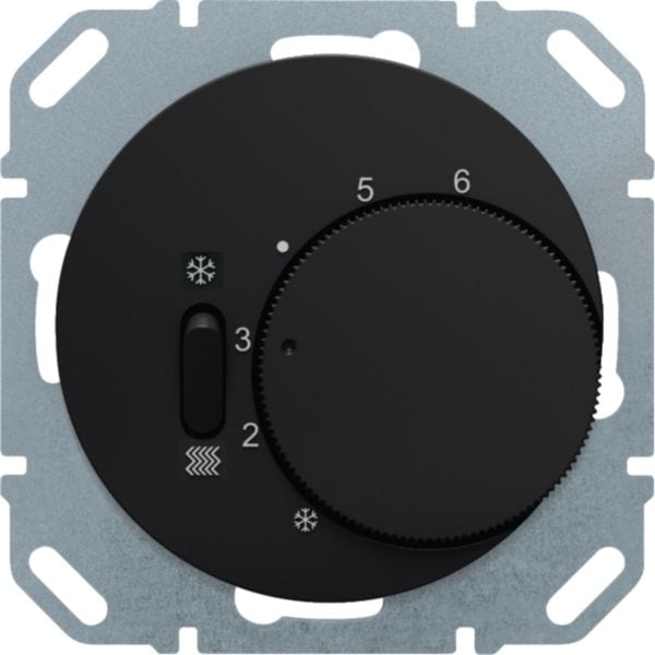 HAGER BOCCHIOTTI - Termostato, deviat., + pezzo c.le + comm. Estate/Inverno R.x nero