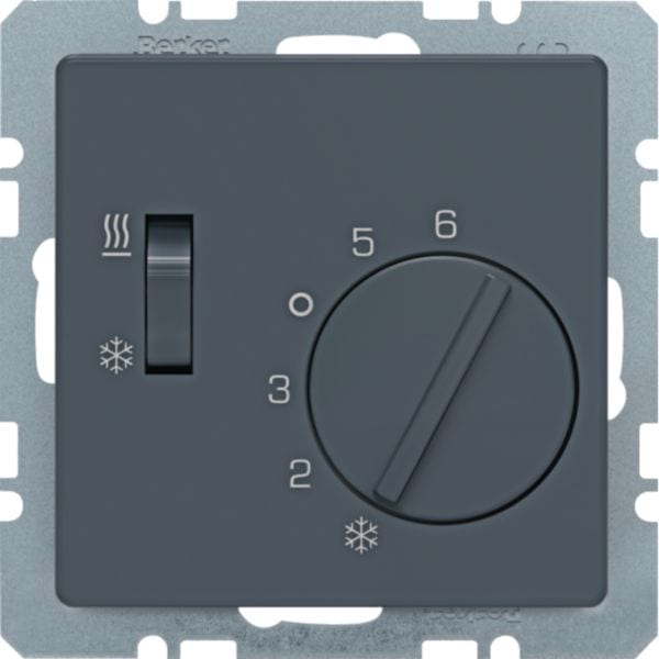 HAGER BOCCHIOTTI - Termostato, deviat., + pezzo c.le + comm. Estate/Inverno Q.x antracite 20296086