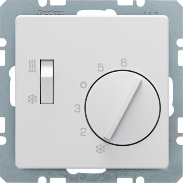 HAGER BOCCHIOTTI - Termostato, deviat., + pezzo c.le + comm. Estate/Inverno Q.x bianco polar vellut