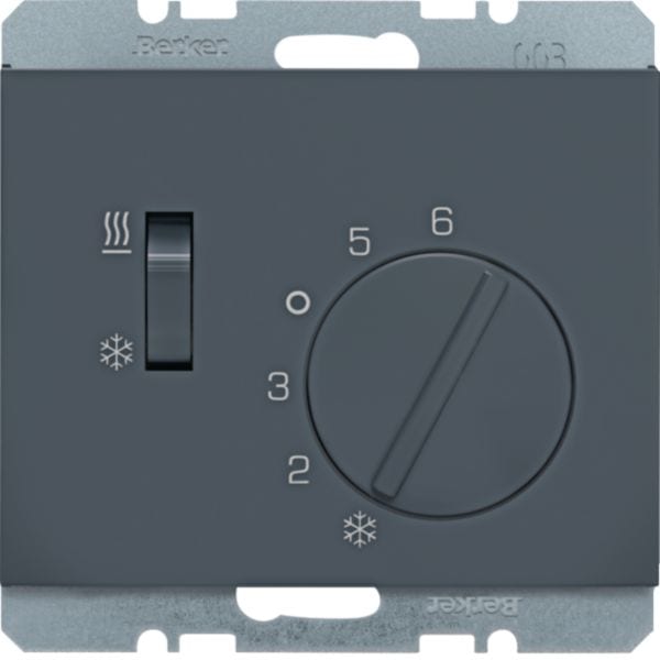 HAGER BOCCHIOTTI - Termostato, deviat., + pezzo c.le + comm. Estate/Inverno K.x antracite