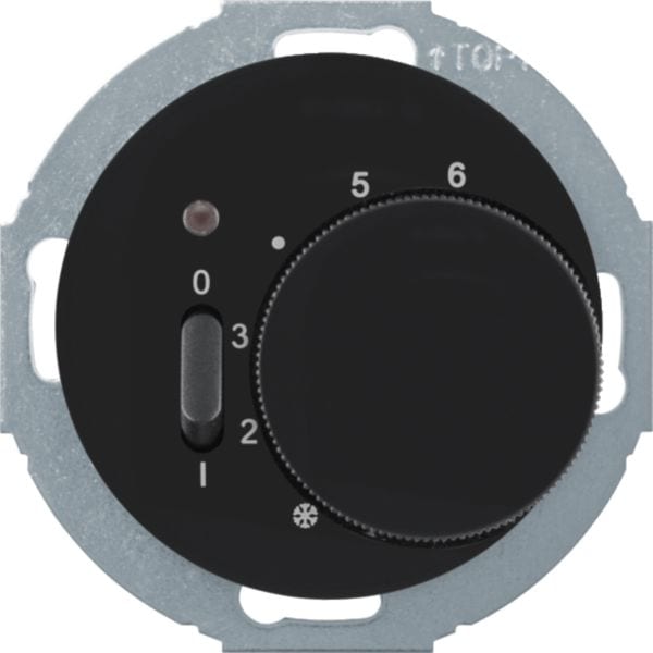 HAGER BOCCHIOTTI - Termostato, cont. NC, + pezzo c.le Serie 1930/R.classic nero lucido