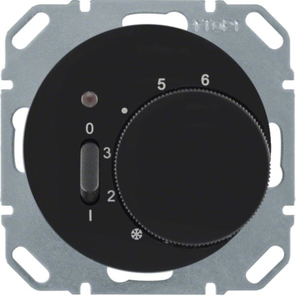 HAGER BOCCHIOTTI - Termostato, cont. NC, + pezzo c.le Serie R.1/R.3 nero lucido 20302045