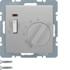 HAGER BOCCHIOTTI - Termostato, cont. NC, + pezzo c.le, 24 V AC/DC Serie Q.1/Q.3 alu vellut, vern.