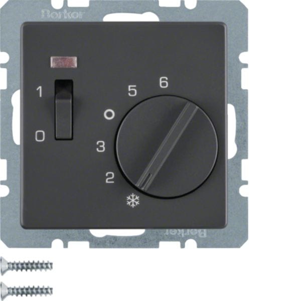 HAGER BOCCHIOTTI - Termostato cont. NC + pezzo c.le 24 V CA/CC Serie Q.1/Q.3 antrac.vellut vern.