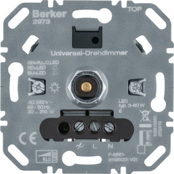 HAGER BOCCHIOTTI - dimmer universale a manopola, (R, L, C, LED) 2973