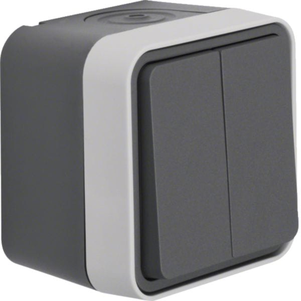 HAGER BOCCHIOTTI - Interruttore doppio a parete Berker W.1 grigio/grigio chiaro opaco 30753505