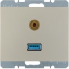 HAGER BOCCHIOTTI - Presa USB / 3,5 mm audio Berker K.5 acciaio inox opaco, verniciato 3315397004