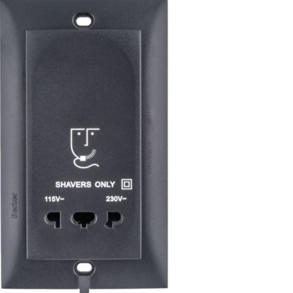 HAGER BOCCHIOTTI - Presa senza messa a terra per rasoio elettrico, S.1 antracite opaco 3344758606