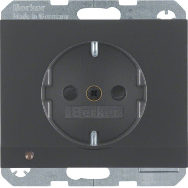 HAGER BOCCHIOTTI - Presa SCHUKO con luce di orientamento LED Berker K.1 antracite opaco, vernic.