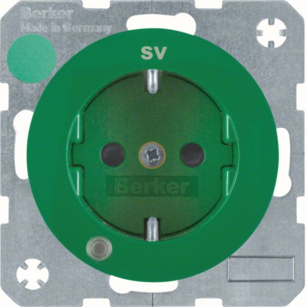 HAGER BOCCHIOTTI - P.SCHUKO + LED CTR. E ''SV'' R1/R3 VERDE