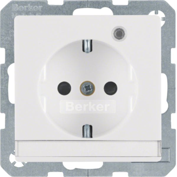 HAGER BOCCHIOTTI - Presa SCHUKO con LED di controllo Berker Q.1/Q.3 bianco polare velluto