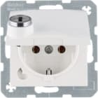 HAGER BOCCHIOTTI - Presa SCHUKO con mors. sollev. vite, porta soffietto, serr.,  bianco pol. lucido