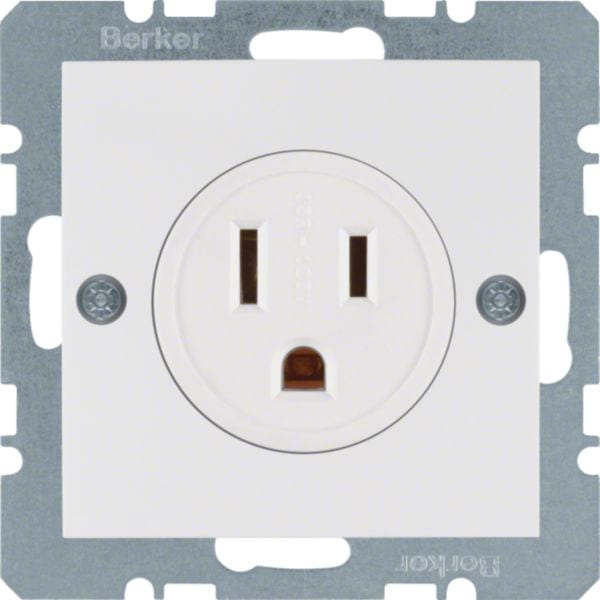 HAGER BOCCHIOTTI - Presa con messa a terra USA/CANADA NEMA 5-15 R Berker S.1 bianco polare lucido 41668989