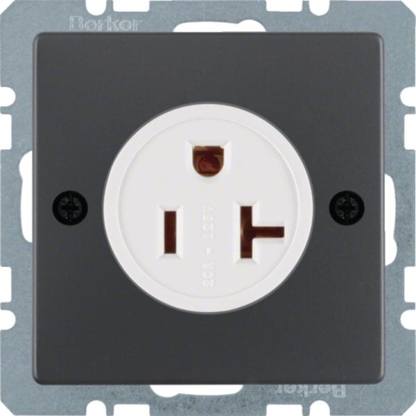 HAGER BOCCHIOTTI - Presa con terra USA/CANADA NEMA 5-20 R Serie Q.1/Q.3 antrac.vellut, vern.