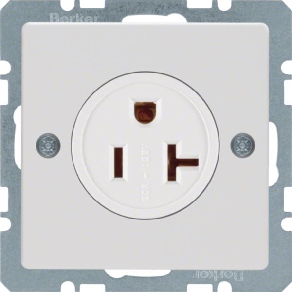 HAGER BOCCHIOTTI - Presa con messa terra USA/CANADA NEMA 5-20 R Berker Q.1/Q.3 bianco polare vellut