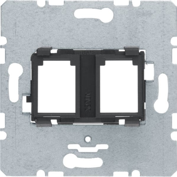 HAGER BOCCHIOTTI - Piastra di supporto con alloggiamento nero doppia per Modular Jack 454202