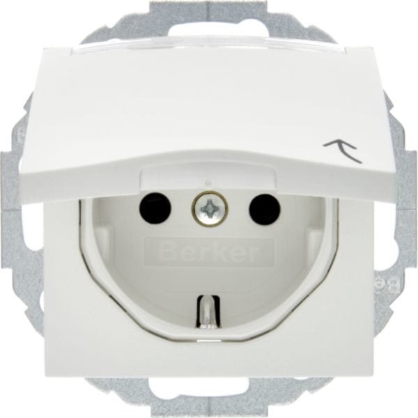 HAGER BOCCHIOTTI - Presa SCHUKO con coperchio a cerniera Serie S.1/B.3/B.7 bianco polare opaco