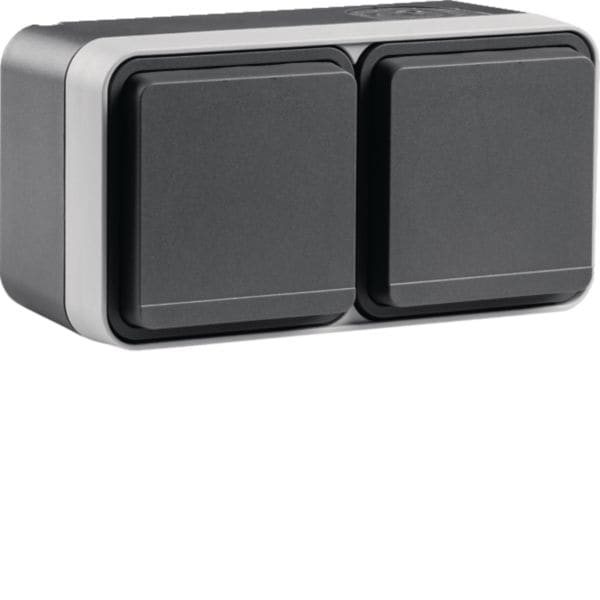 HAGER BOCCHIOTTI - Presa SCHUKO doppia orizz. + coperch da muro Serie W.1 grigio/grigio chiaroopac