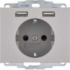 HAGER BOCCHIOTTI - Presa SCHUKO/USB, K. x acciaio inox